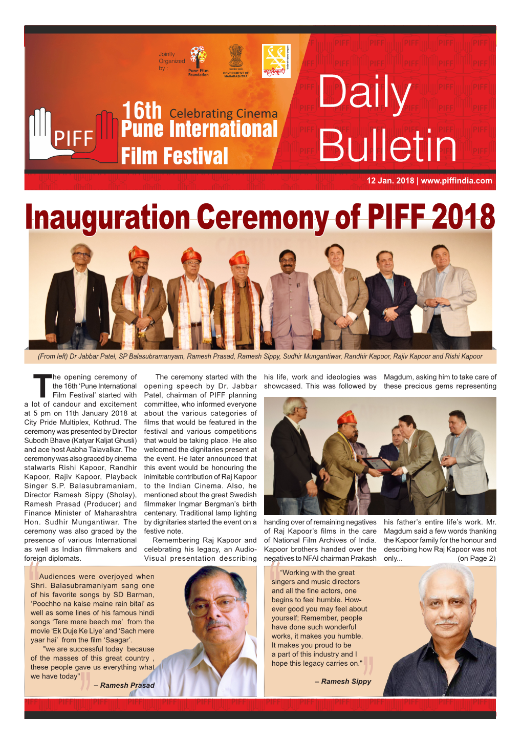 Inauguration Ceremony of PIFF 2018