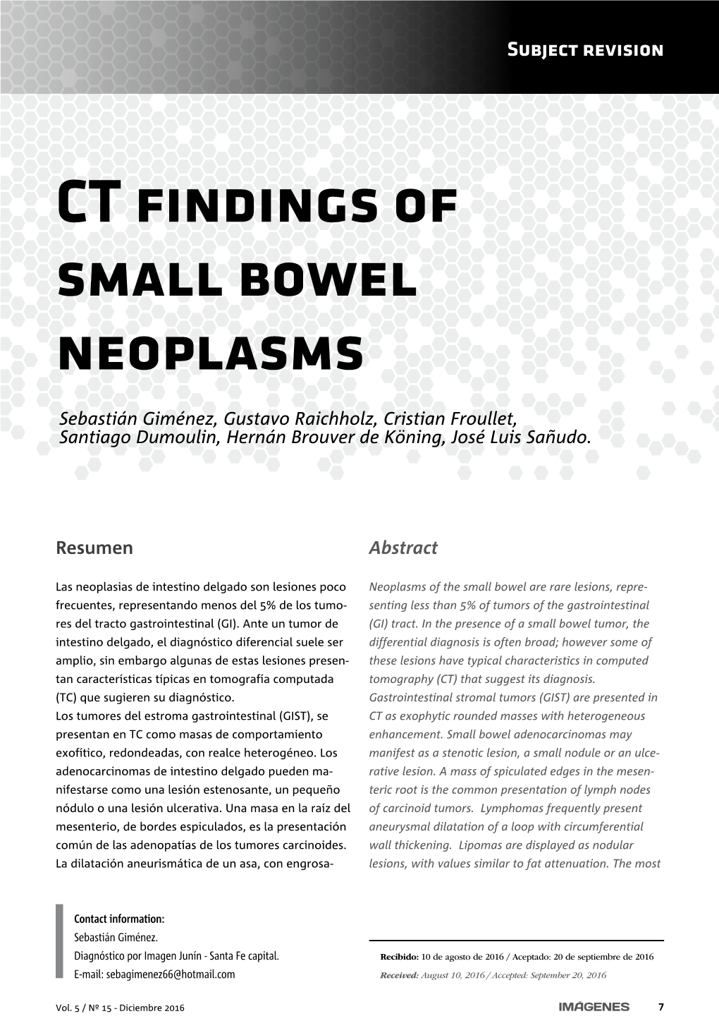 CT Findings of Small Bowel Neoplasms