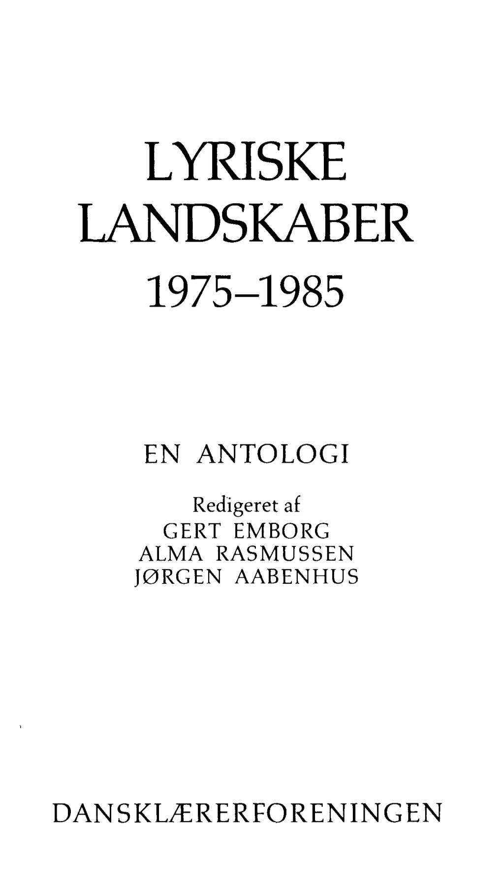 Lyriske Landskaber 1975-1985