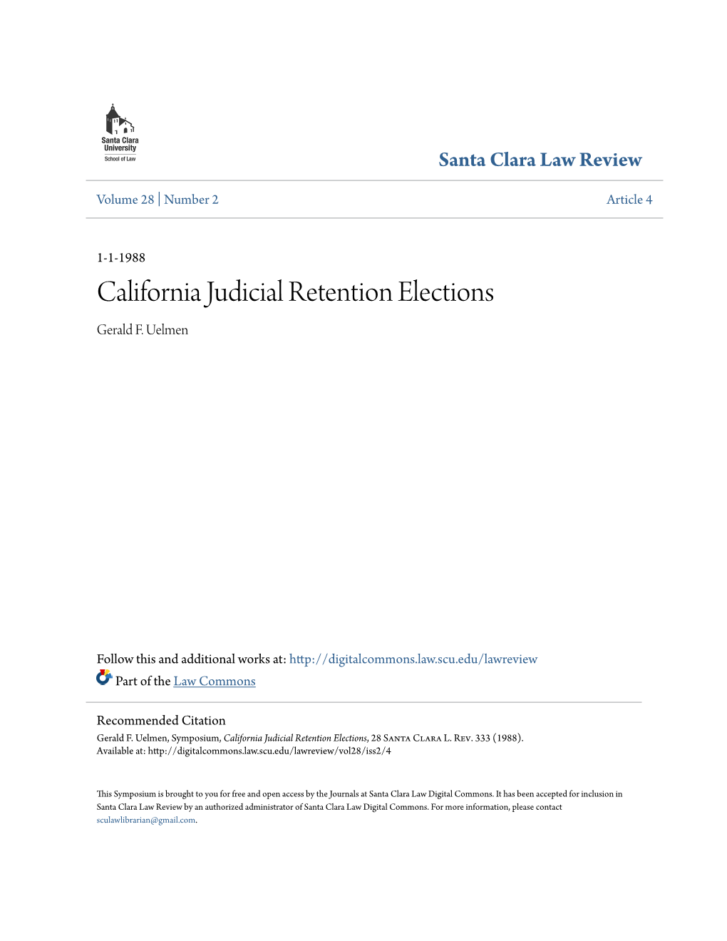 California Judicial Retention Elections Gerald F