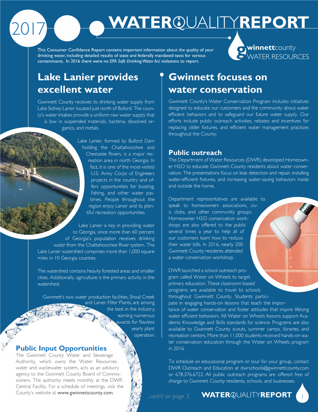 Lake Lanier Provides Excellent Water Gwinnett Focuses on Water Conservation