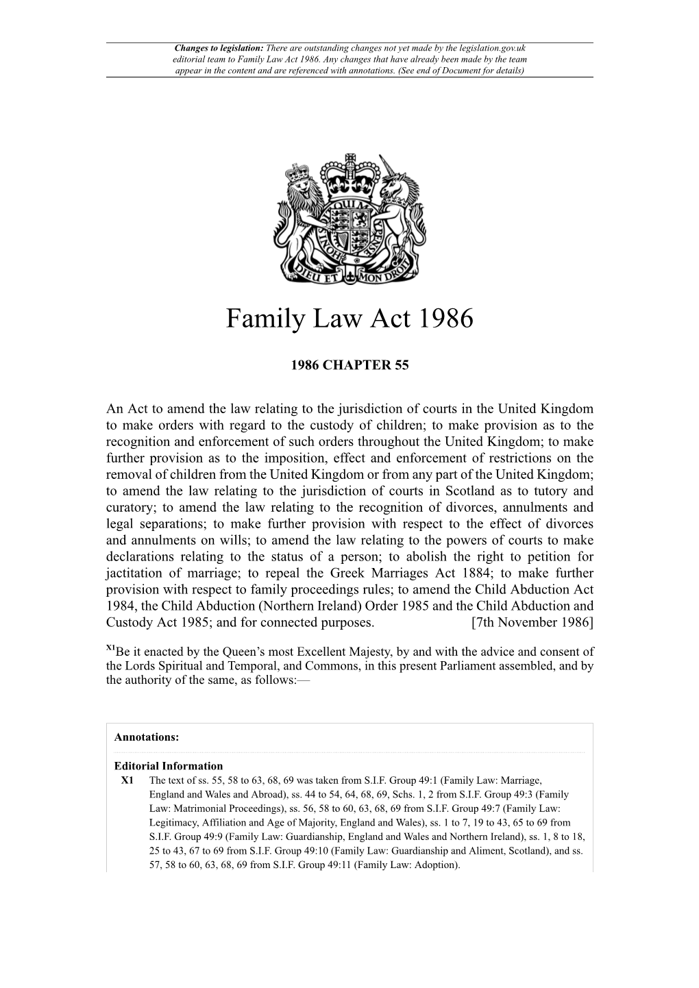 Family Law Act 1986