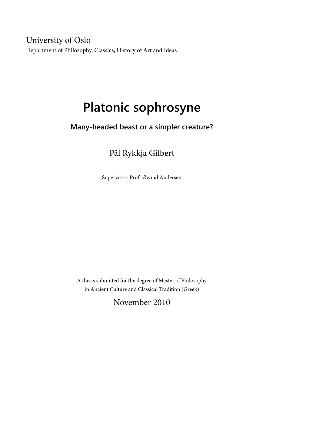 Platonic Sophrosyne