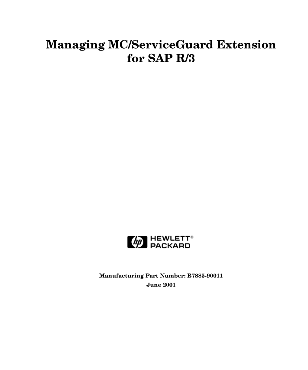 Managing MC/Serviceguard Extension for SAP R/3