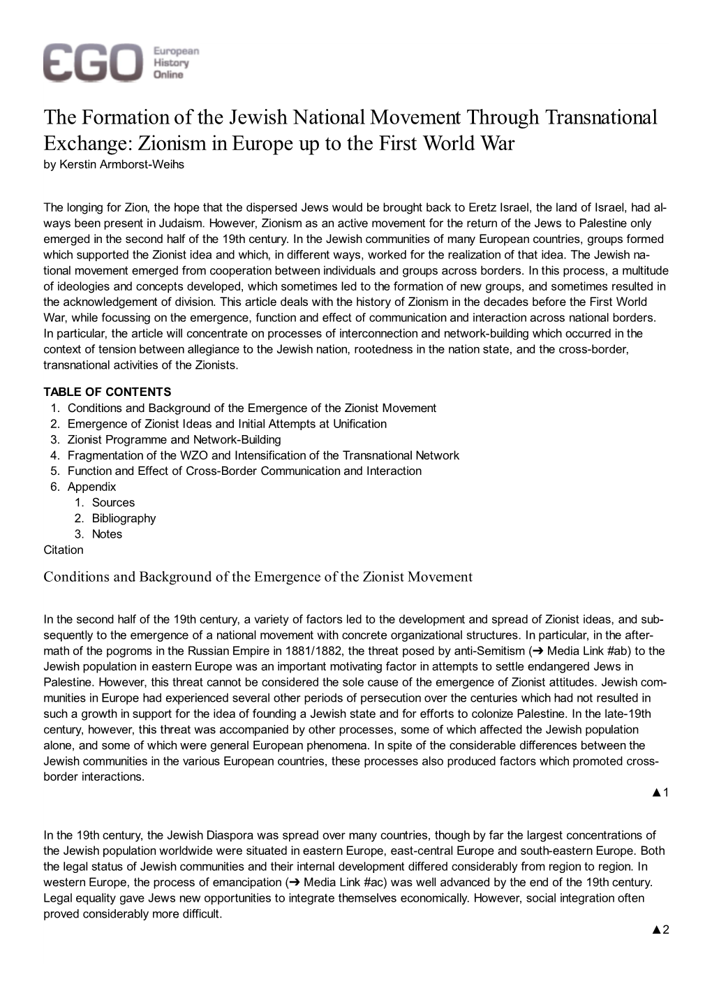 The Formation of the Jewish National Movement Through Transnational Exchange: Zionism in Europe up to the First World War by Kerstin Armborst-Weihs