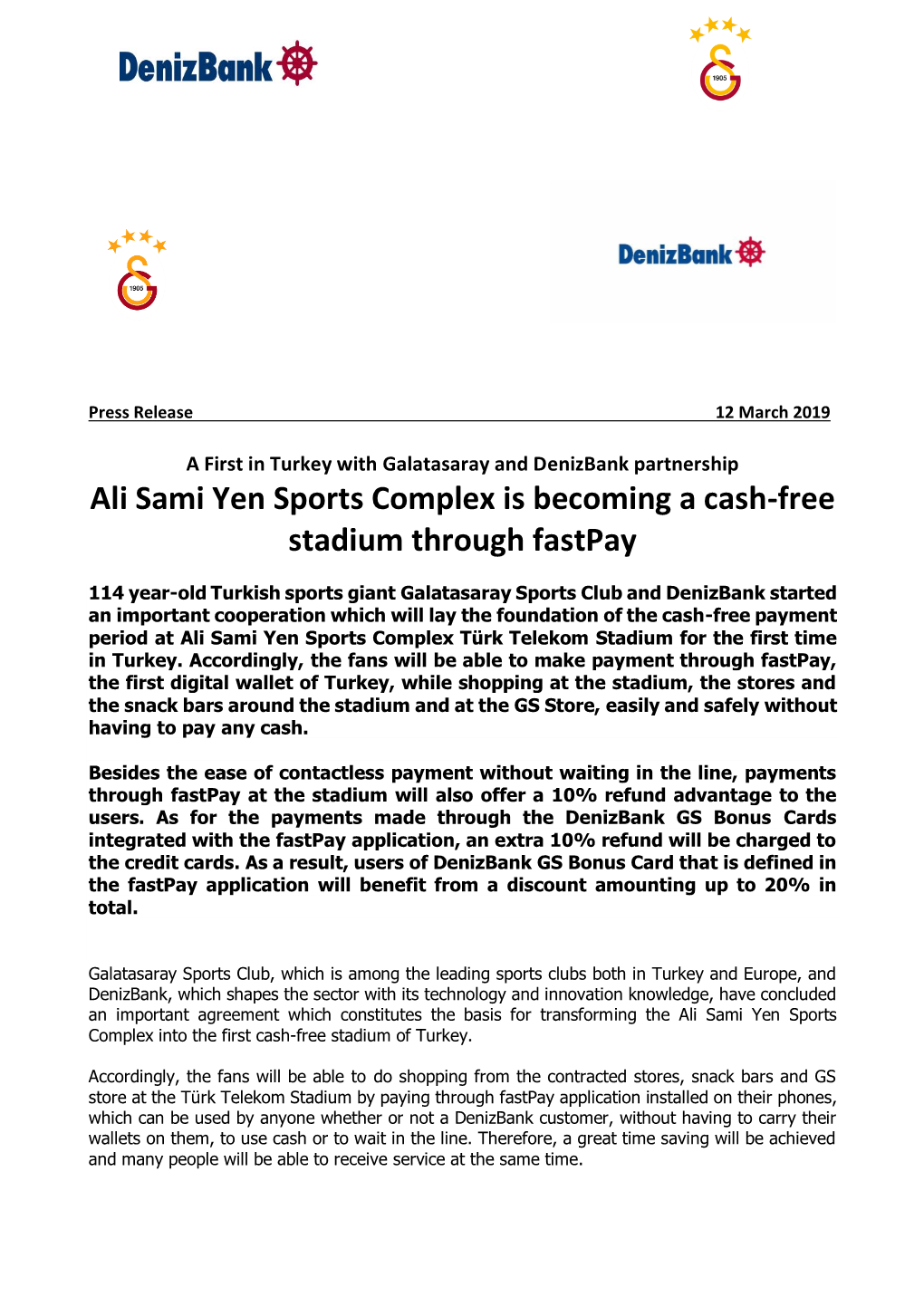 Ali Sami Yen Sports Complex Is Becoming a Cash-Free Stadium Through Fastpay