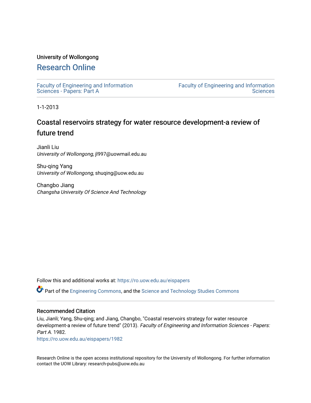 Coastal Reservoirs Strategy for Water Resource Development-A Review of Future Trend