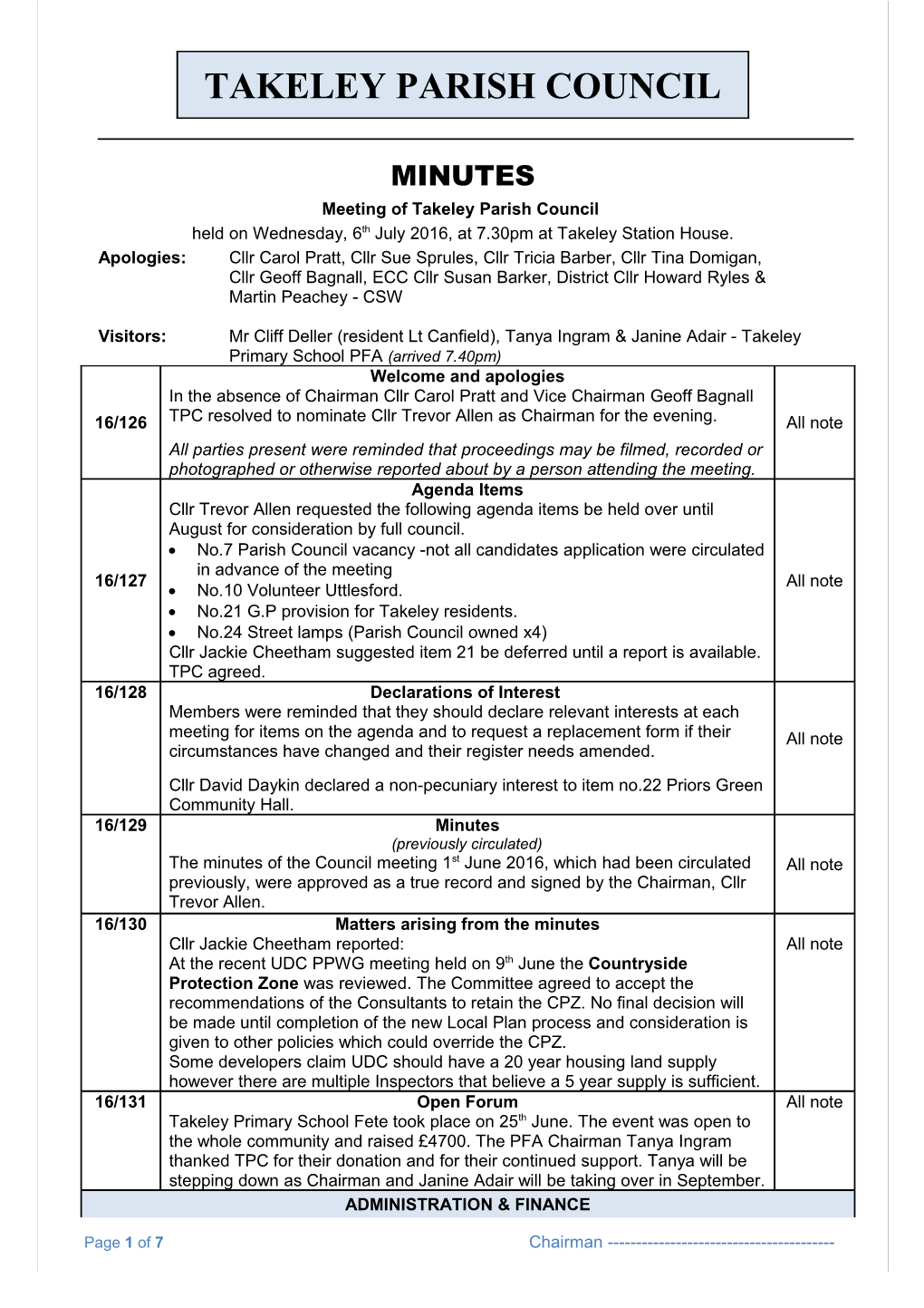 Takeley Parish Council