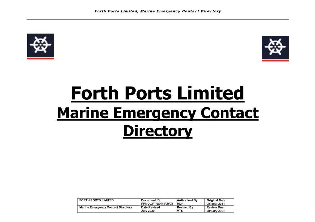 Forth Ports Limited, Marine Emergency Contact Directory