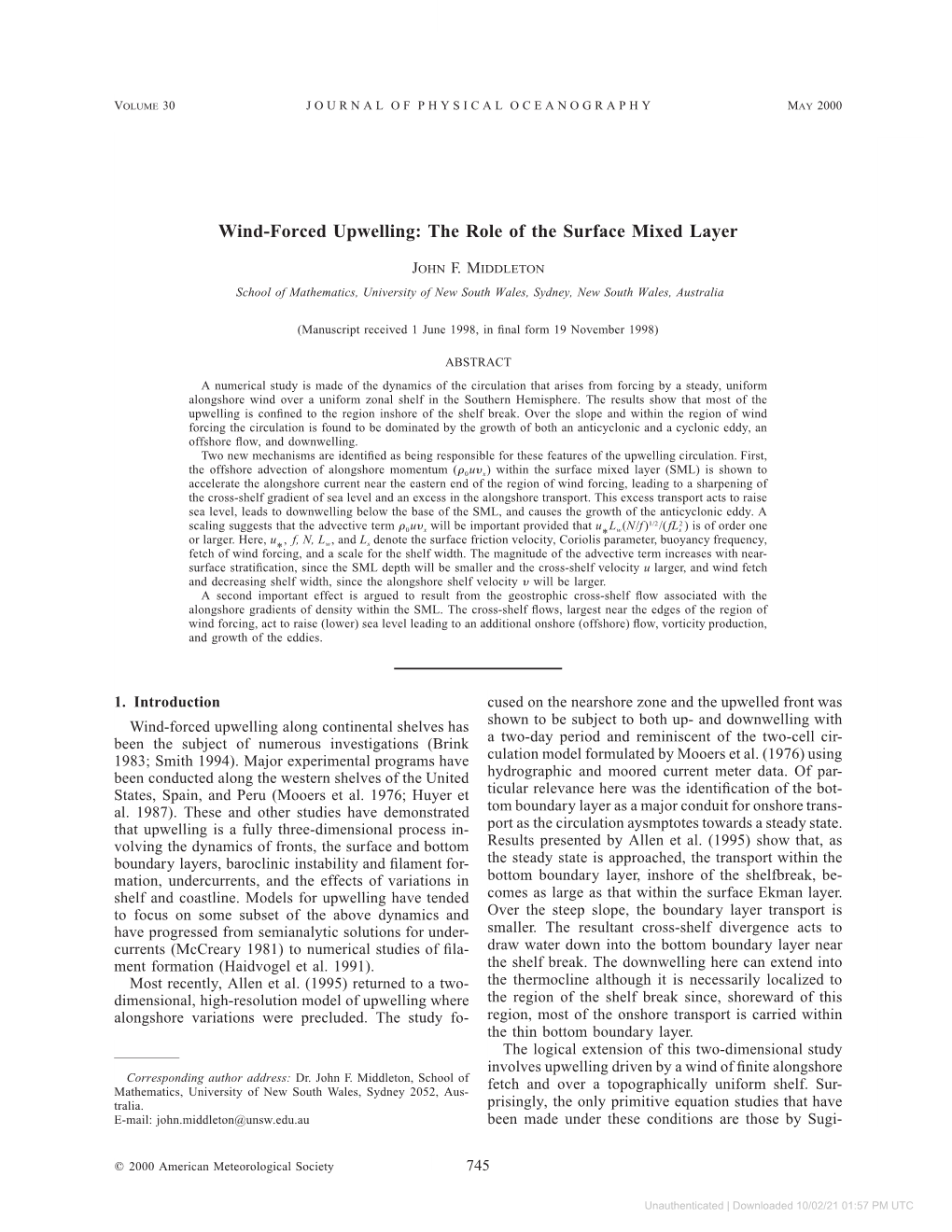 Wind-Forced Upwelling: the Role of the Surface Mixed Layer