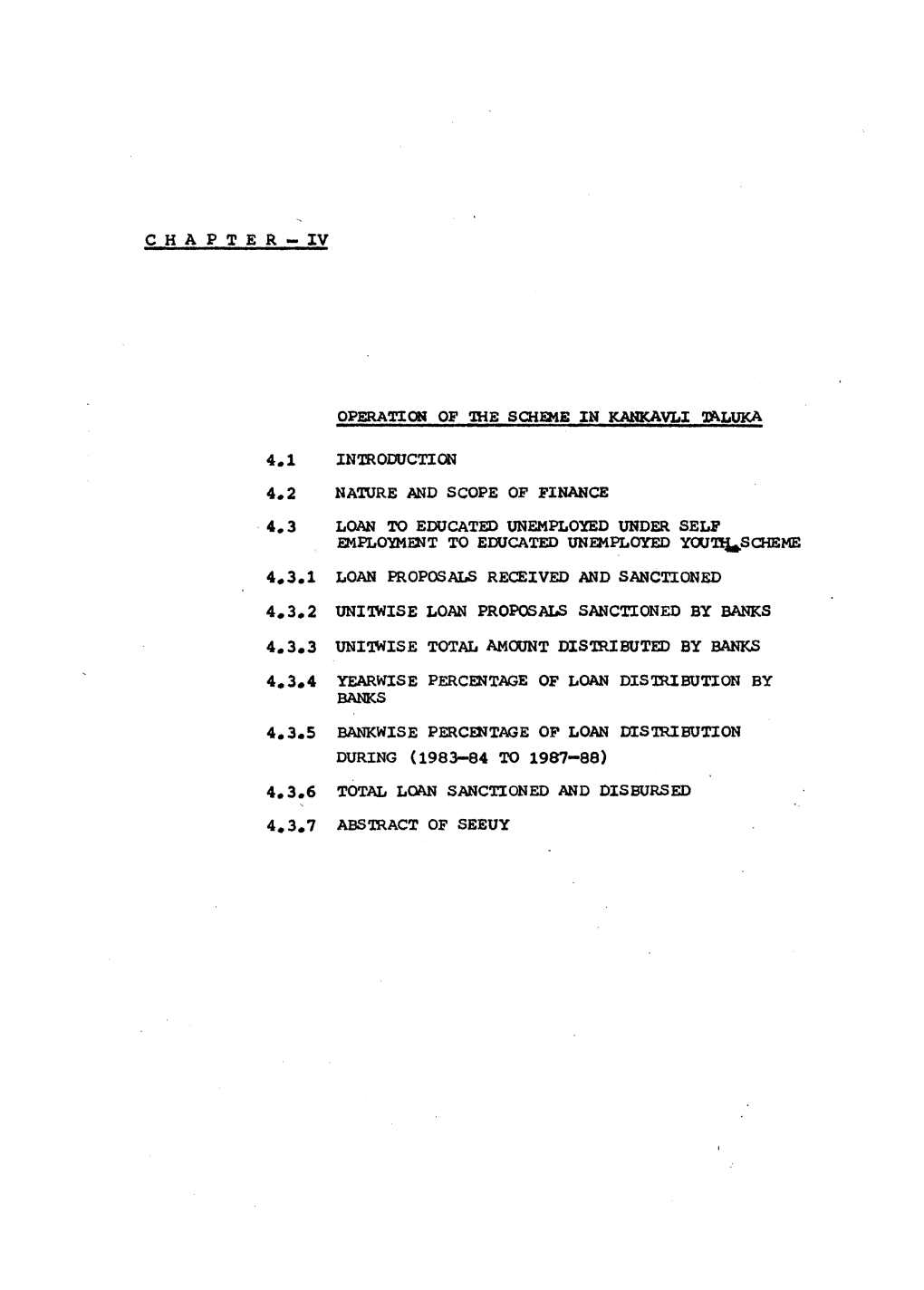 Chapter — Iv Operation of the Scheme in Kankavli Taluka