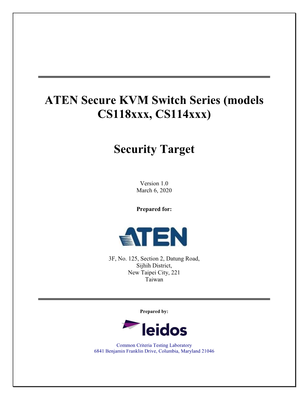 ATEN Secure KVM Switch Series (Models Cs118xxx, Cs114xxx)