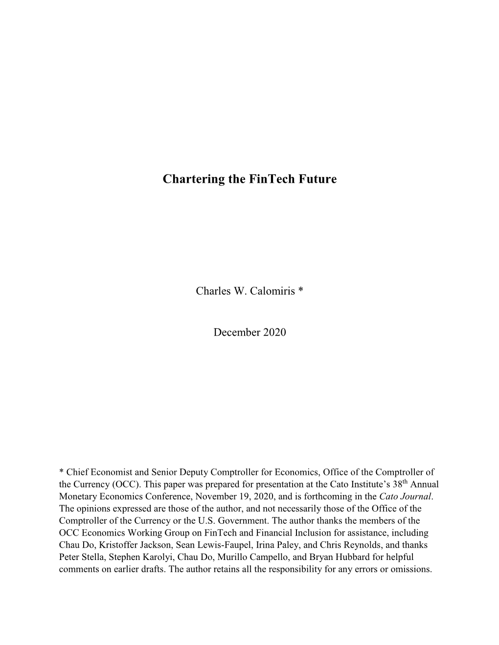 Chartering the Fintech Future