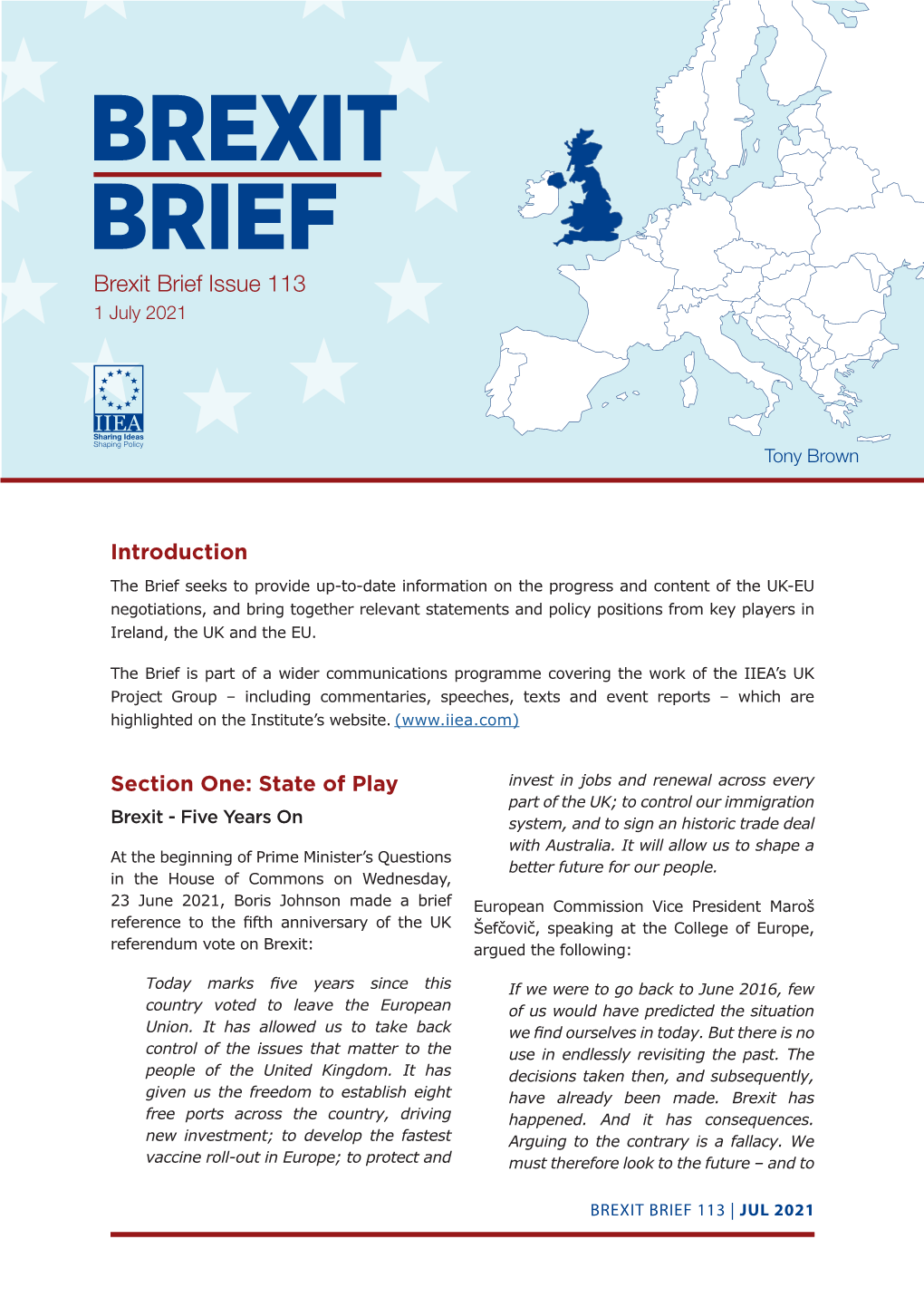 BREXIT BRIEF Brexit Brief Issue 113 1 July 2021