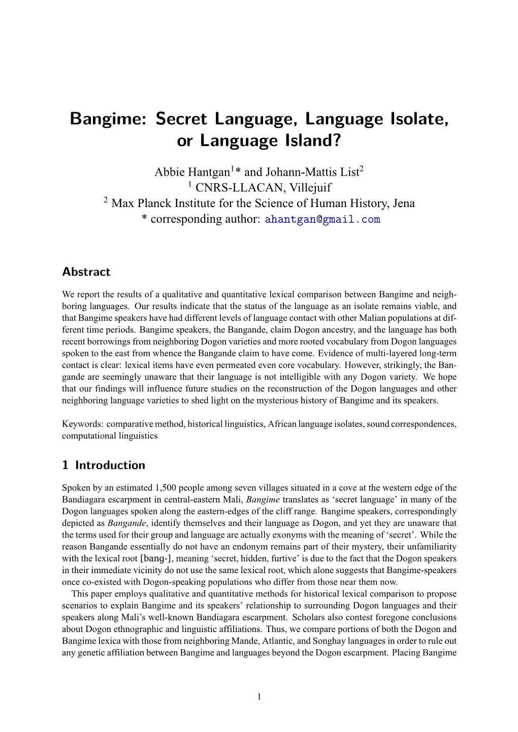 Bangime: Secret Language, Language Isolate, Or Language Island?
