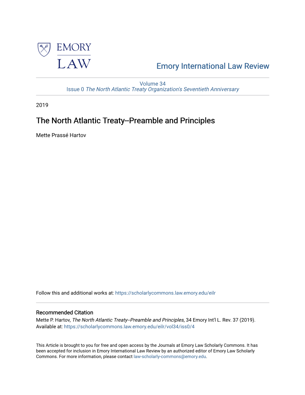 The North Atlantic Treaty--Preamble and Principles