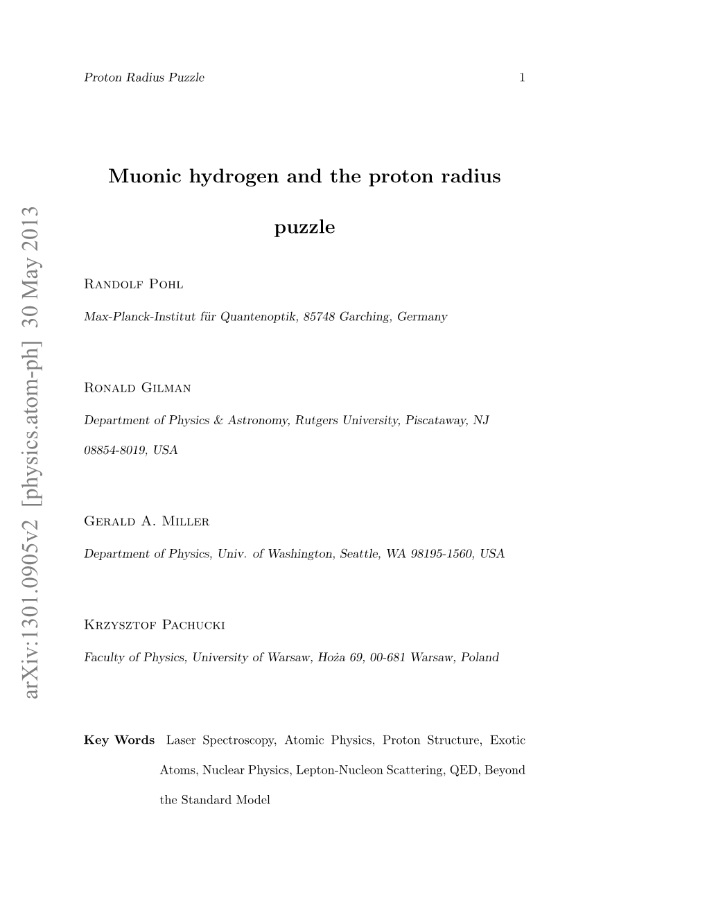 Muonic Hydrogen and the Proton Radius Puzzle