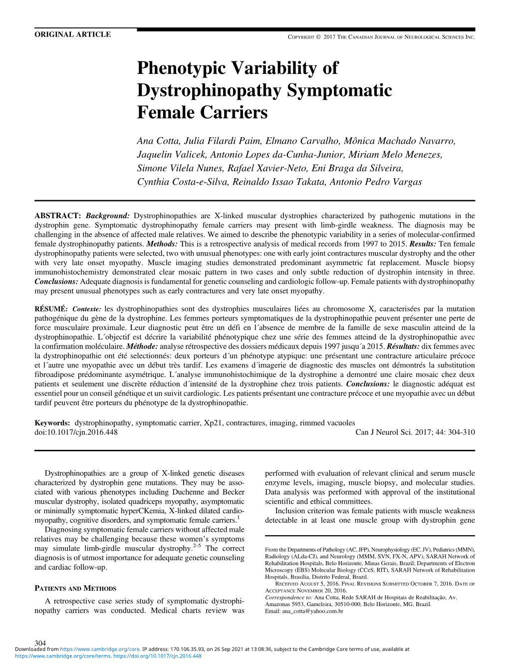 Phenotypic Variability of Dystrophinopathy Symptomatic Female Carriers