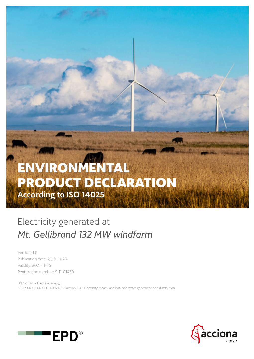 ENVIRONMENTAL PRODUCT DECLARATION According to ISO 14025