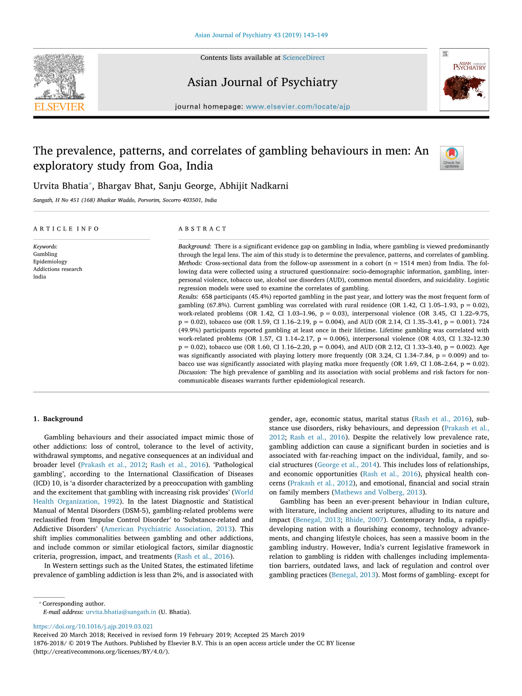 The Prevalence, Patterns, and Correlates of Gambling Behaviours