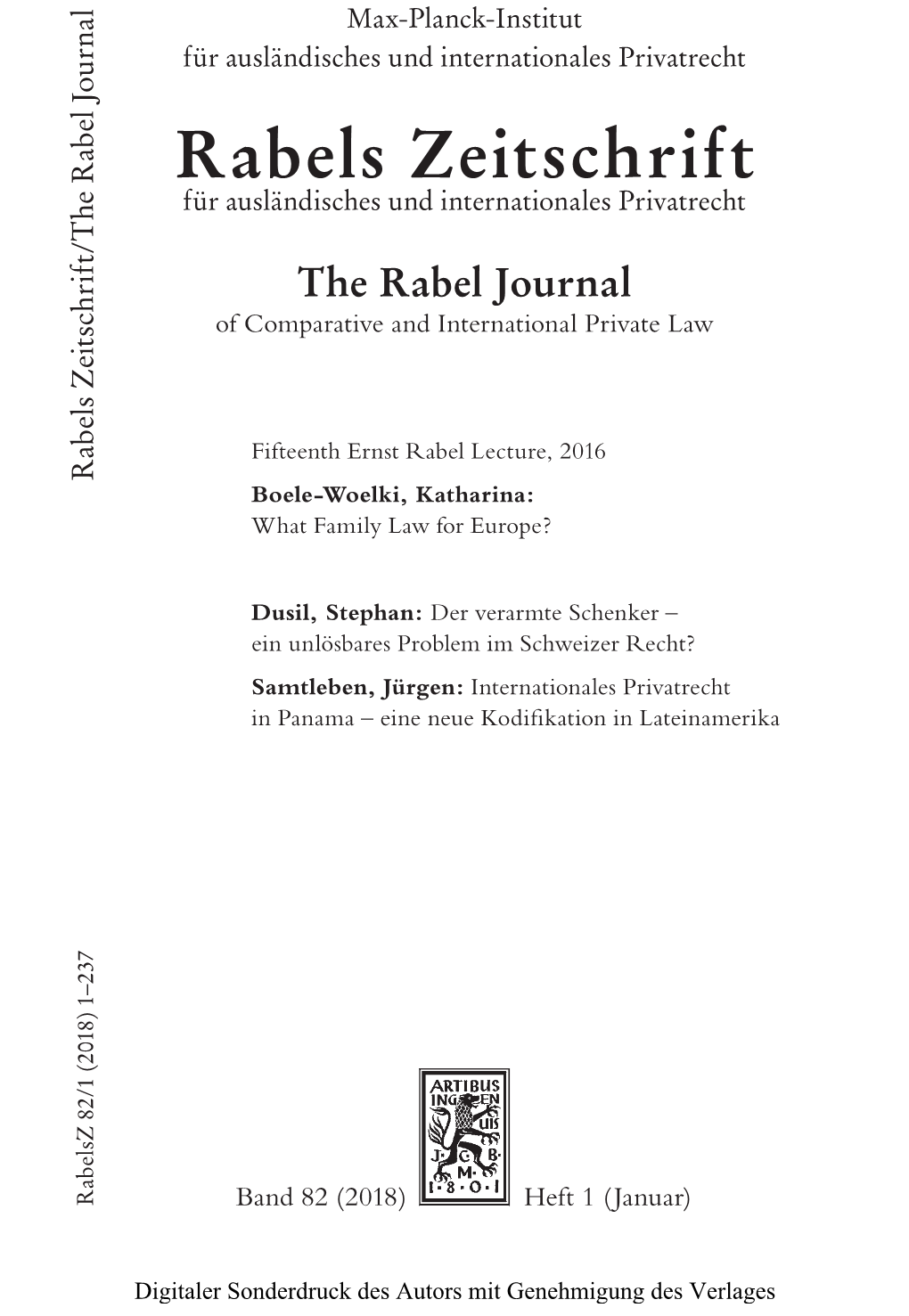 Rabels Zeitschrift Für Ausländisches Und Internationales Privatrecht