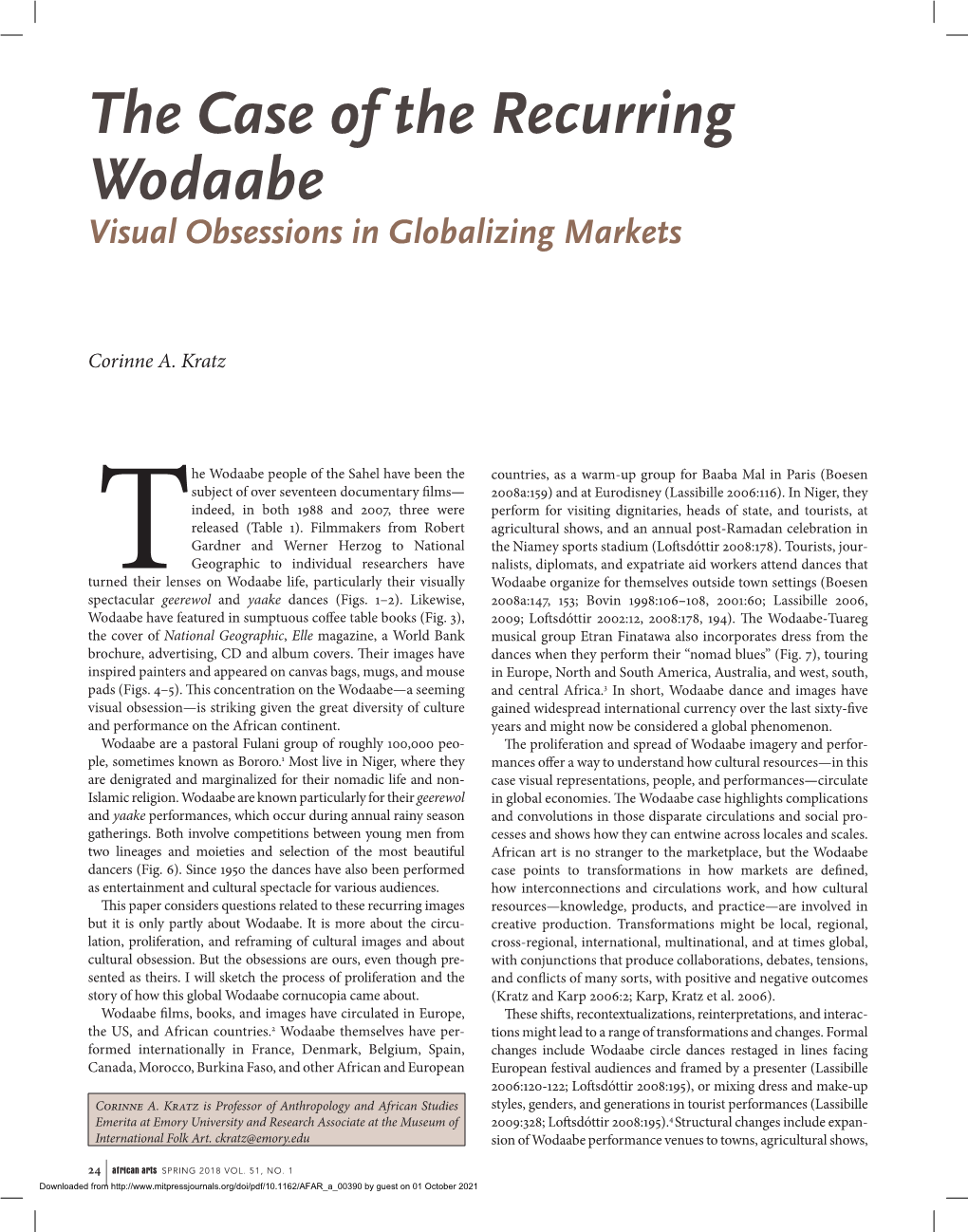 The Case of the Recurring Wodaabe Visual Obsessions in Globalizing Markets
