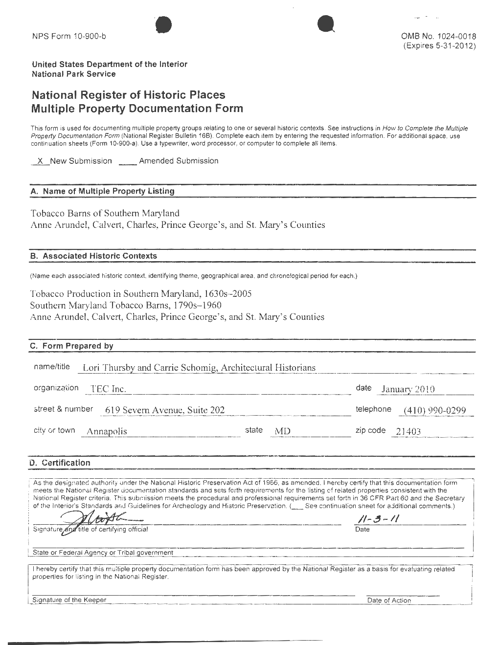 National Register of Historic Places Multiple Property Documentation Form //-~-I