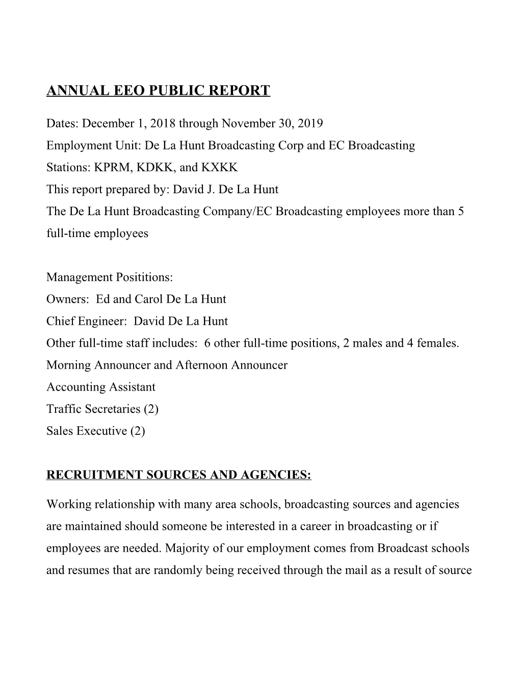 Eeo Pulbic Report