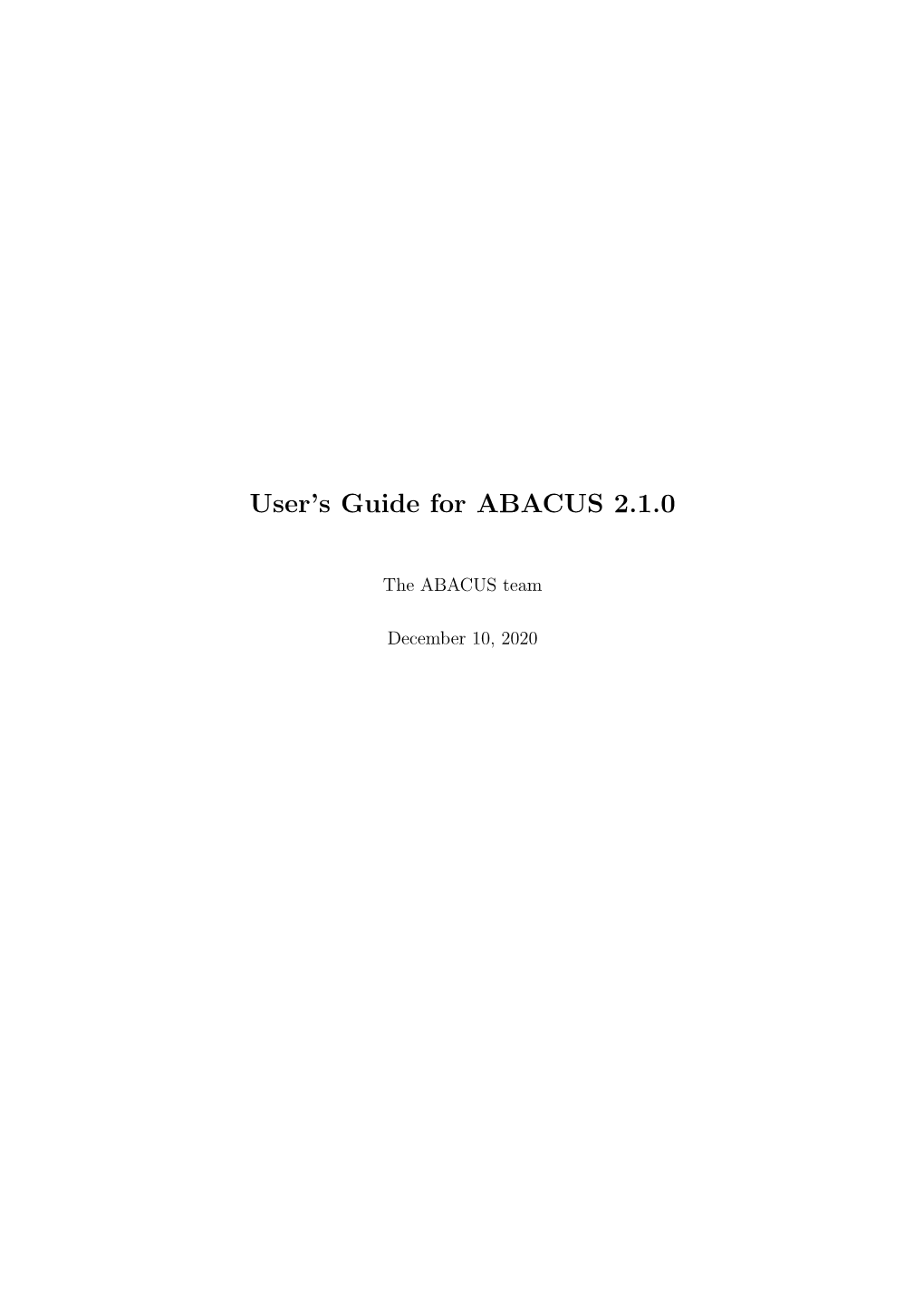 User's Guide for ABACUS 2.1.0