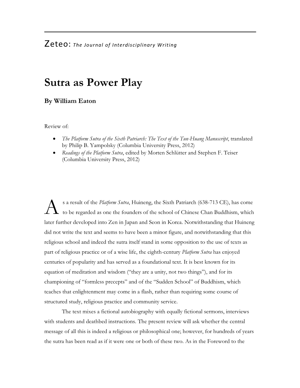 Sutra As Power Play