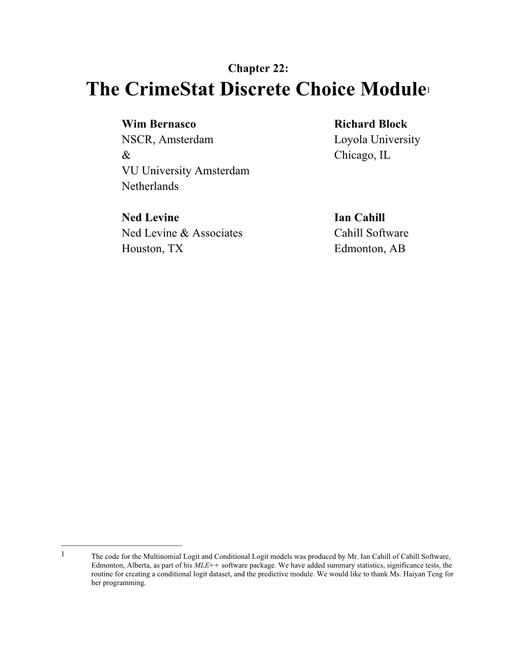 The Crimestat Discrete Choice Module1