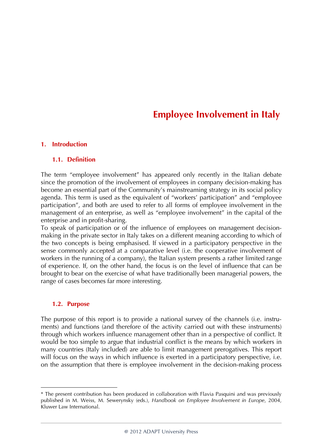 Employee Involvement in Italy