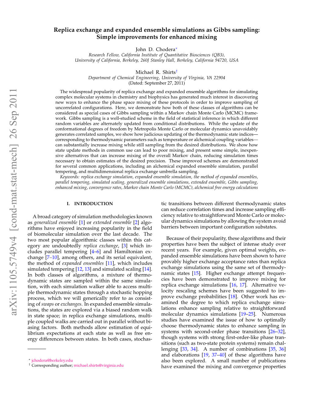 Replica Exchange and Expanded Ensemble Simulations As Gibbs Sampling: Simple Improvements for Enhanced Mixing