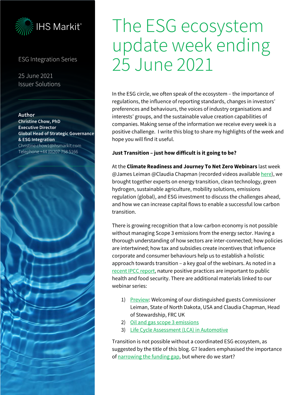The ESG Ecosystem Update Week Ending 25 June 2021