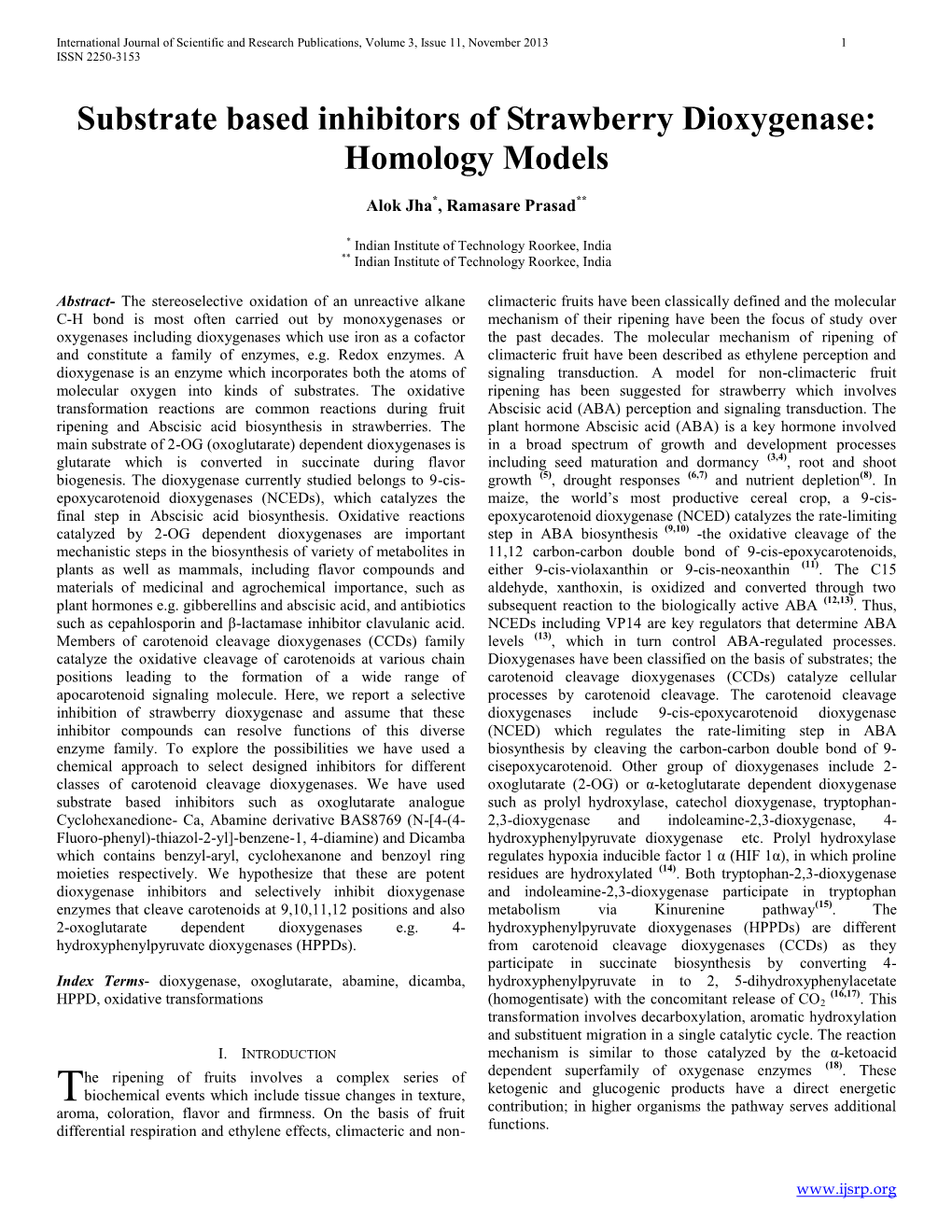 Substrate Based Inhibitors of Strawberry Dioxygenase: Homology Models