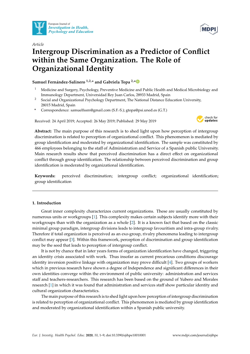 Intergroup Discrimination As a Predictor of Conflict Within