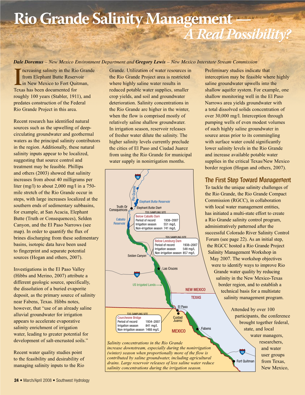 Rio Grande Salinity Management — a Real Possibility?