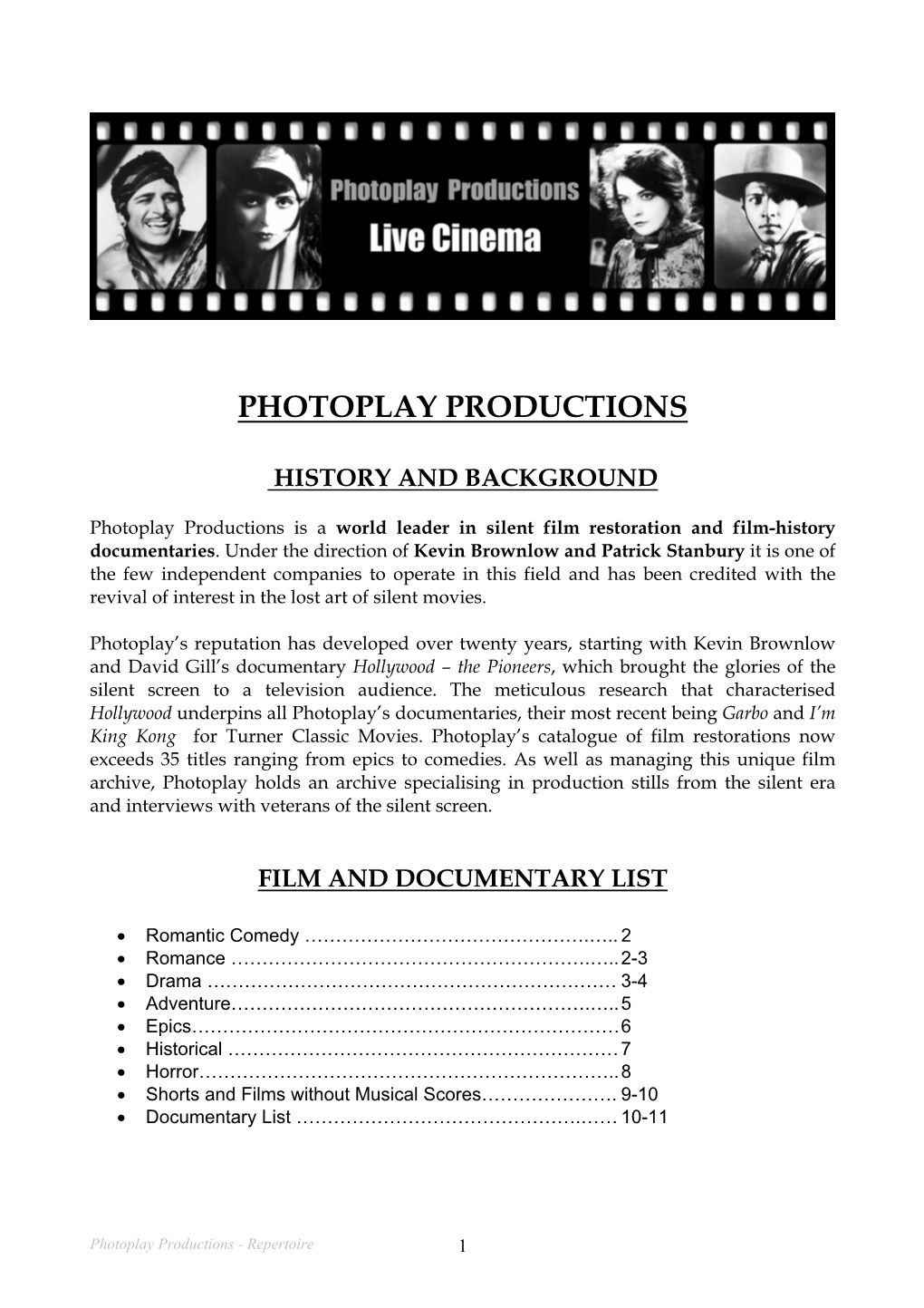 Film and Documentary List