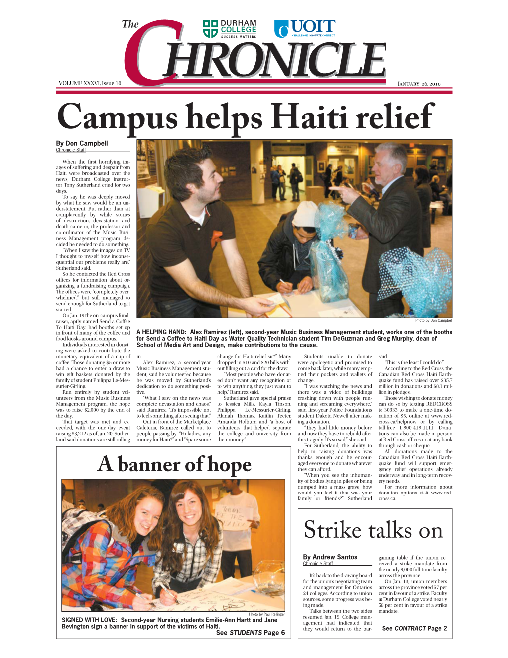 Campus Helps Haiti Relief by Don Campbell Chronicle Staff