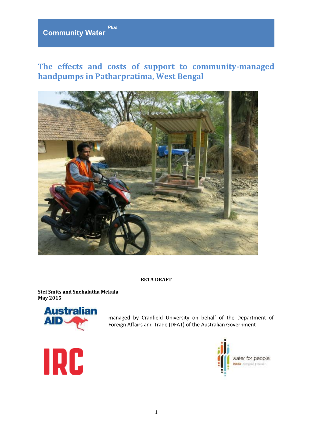 The Effects and Costs of Support to Community-Managed Handpumps in Patharpratima, West Bengal