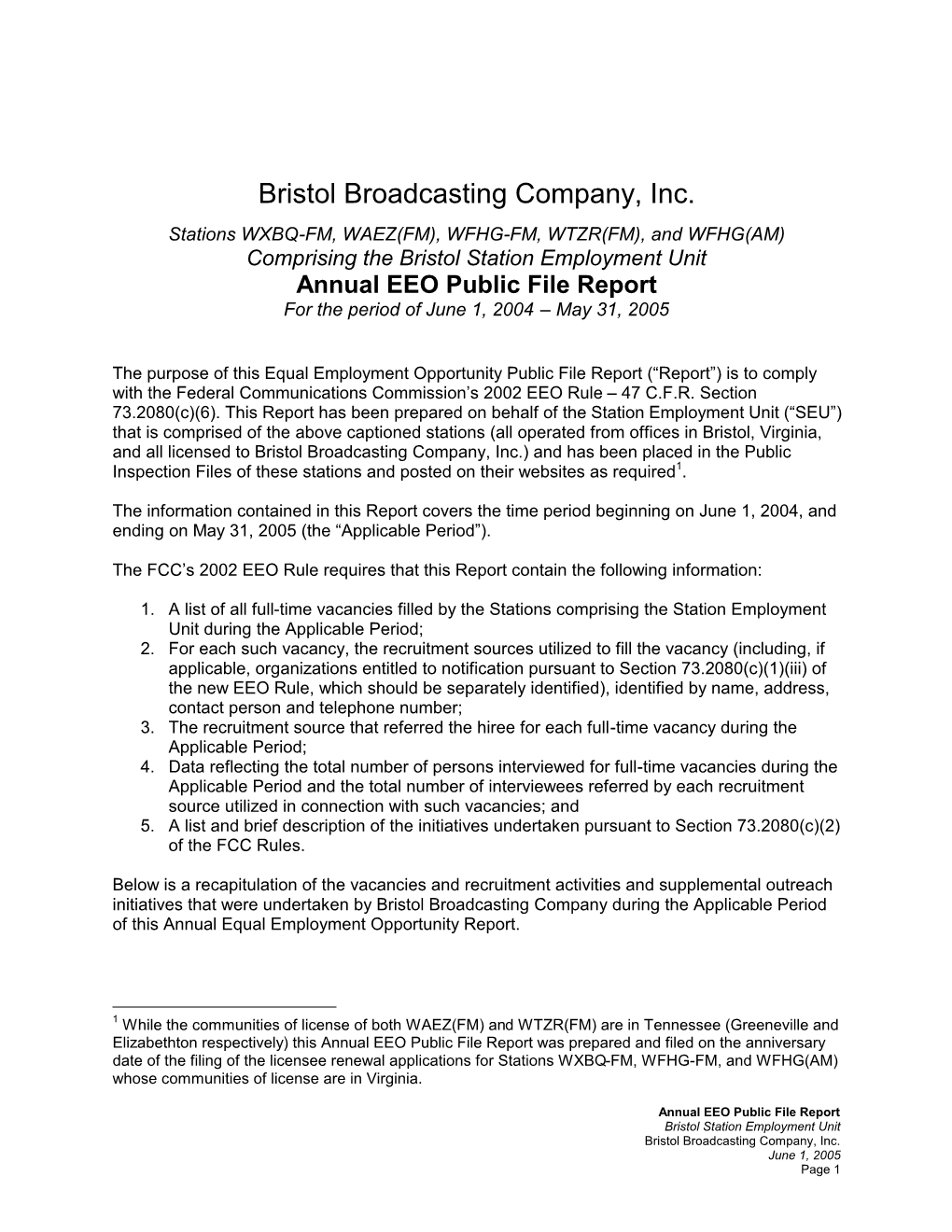 Bristol Broadcasting Company, Inc