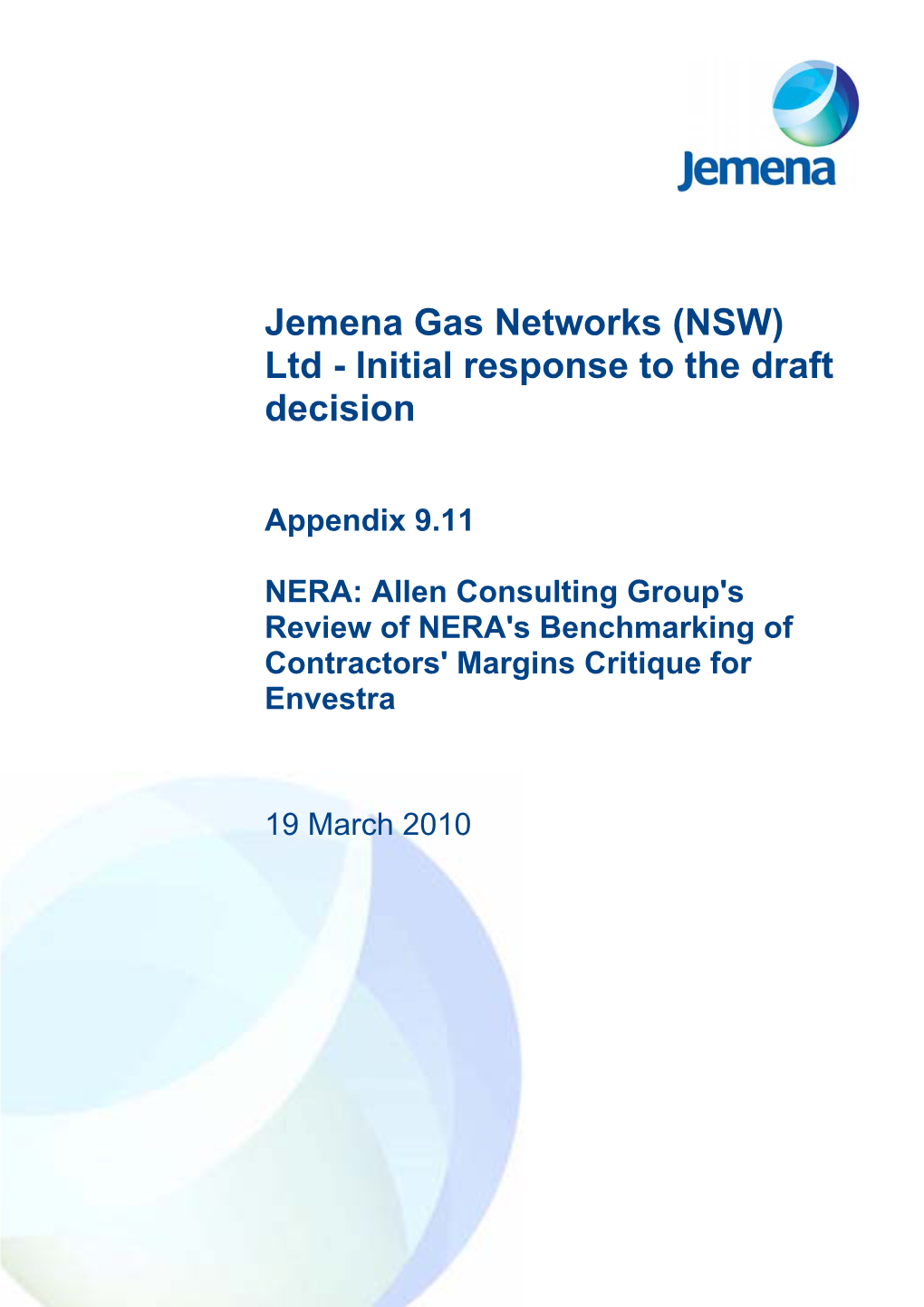 Jemena Gas Networks (NSW) Ltd - Initial Response to the Draft Decision