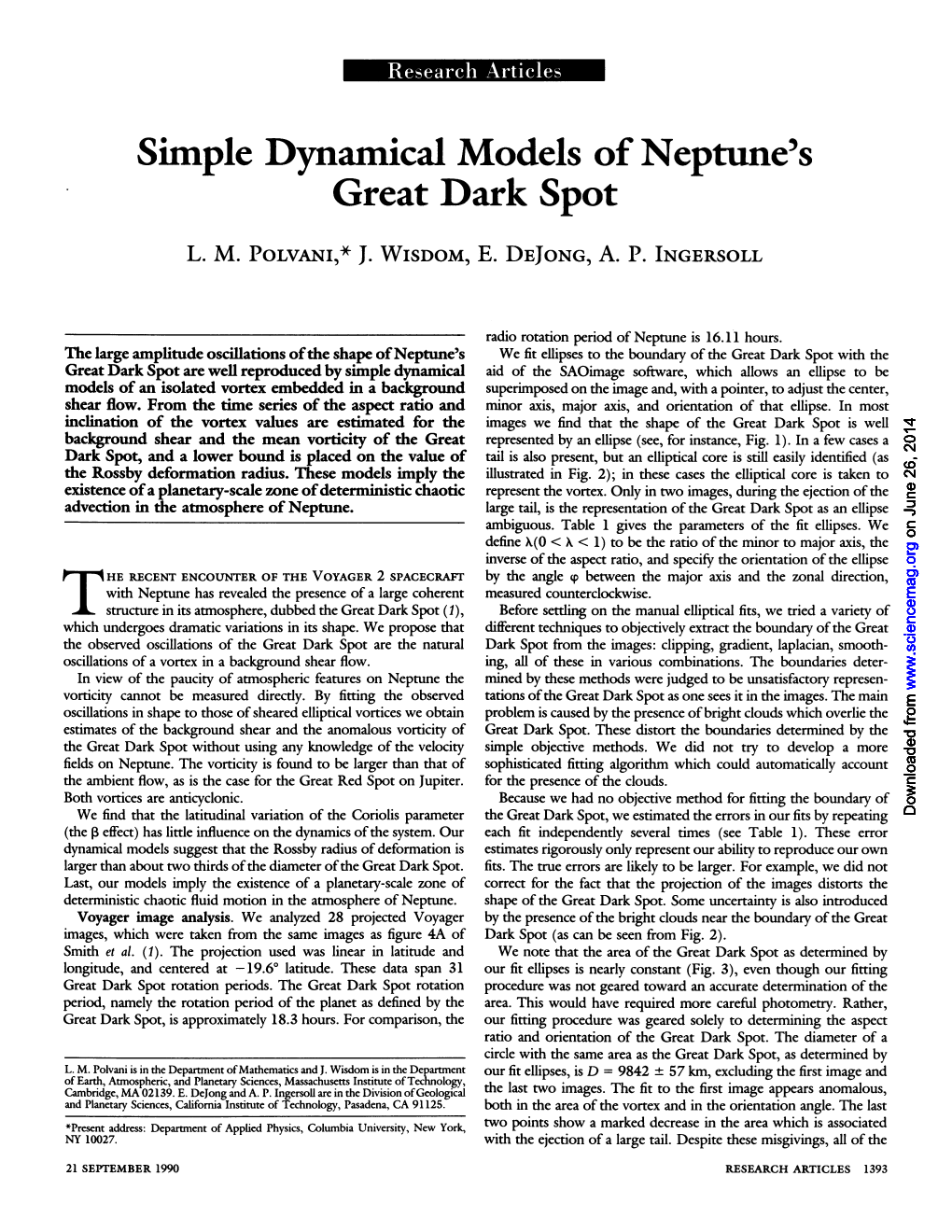 Simple Dynamical Models of Neptune's Great Dark Spot