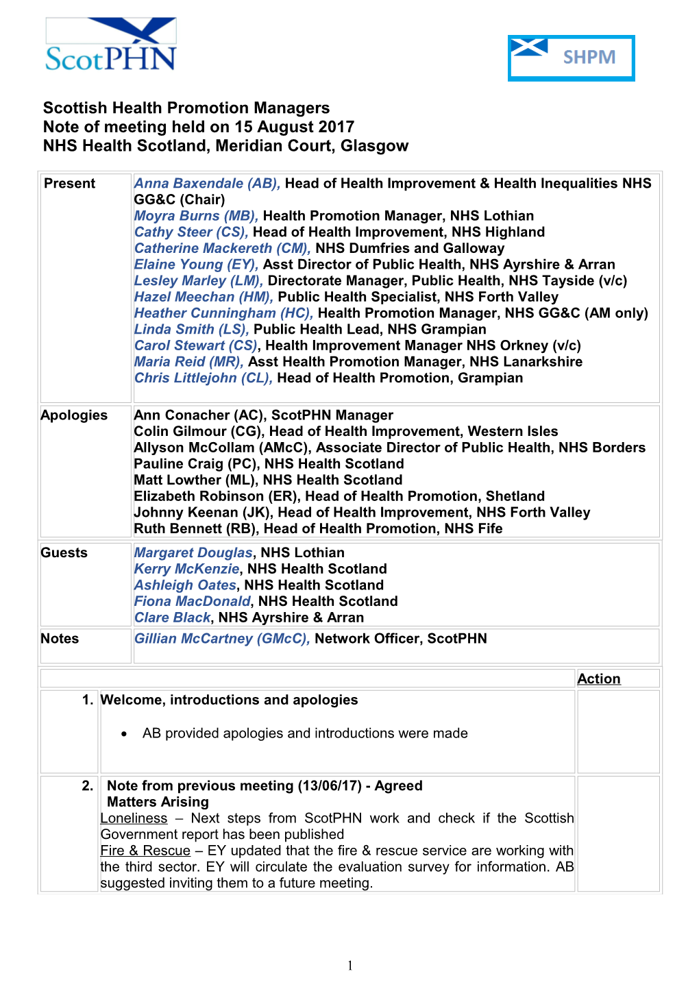 Scottish Health Promotion Manager S Group s1