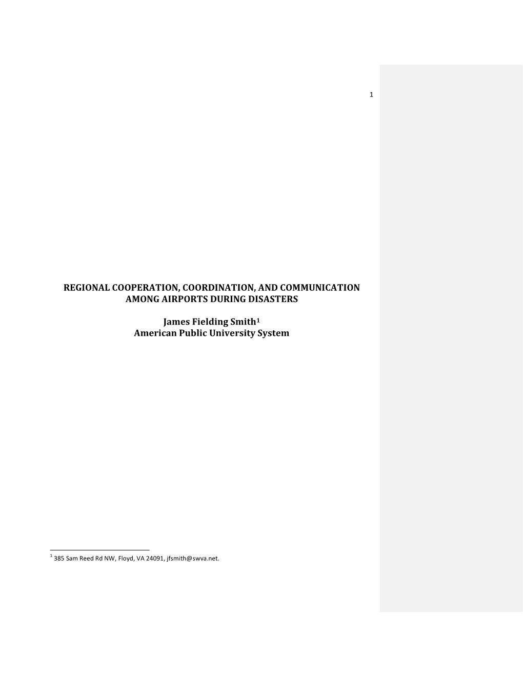 Final Report, Airport Study 2009, "Regional Cooperation