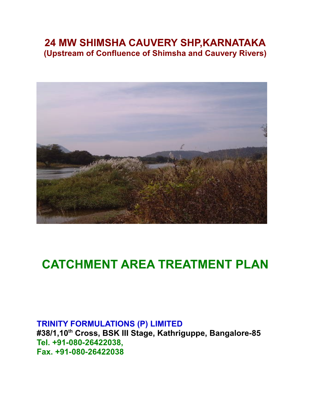 Catchment Area Treatment Plan