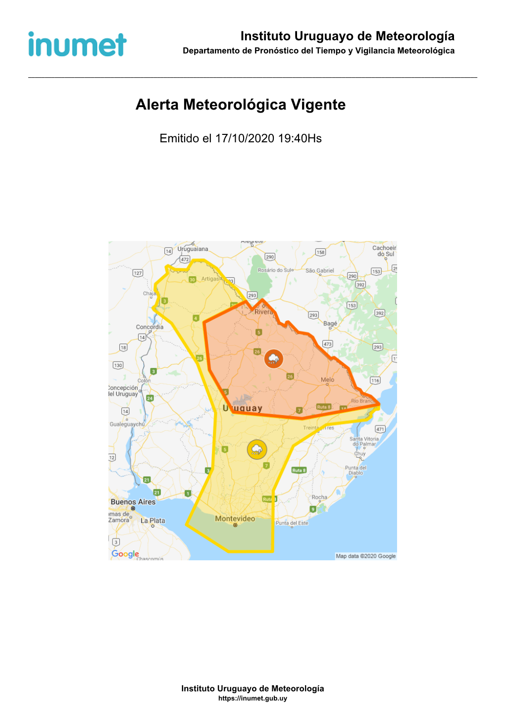 Alerta Meteorológica Vigente