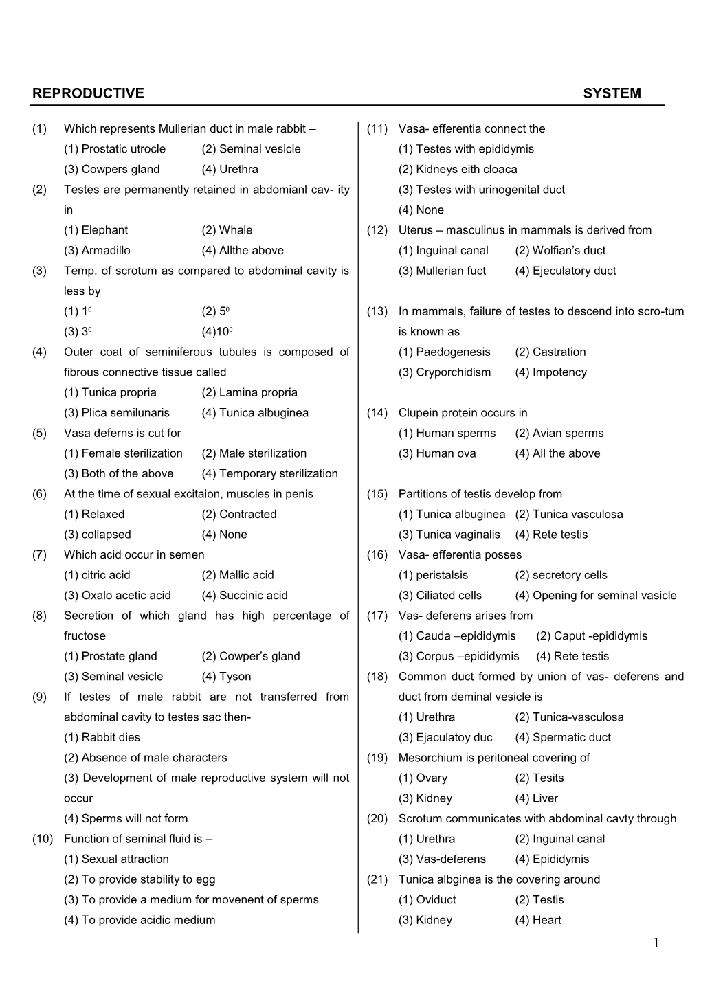 1 Reproductive System