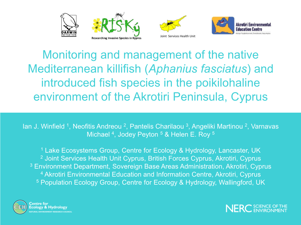 Monitoring and Management of the Native Mediterranean Killifish