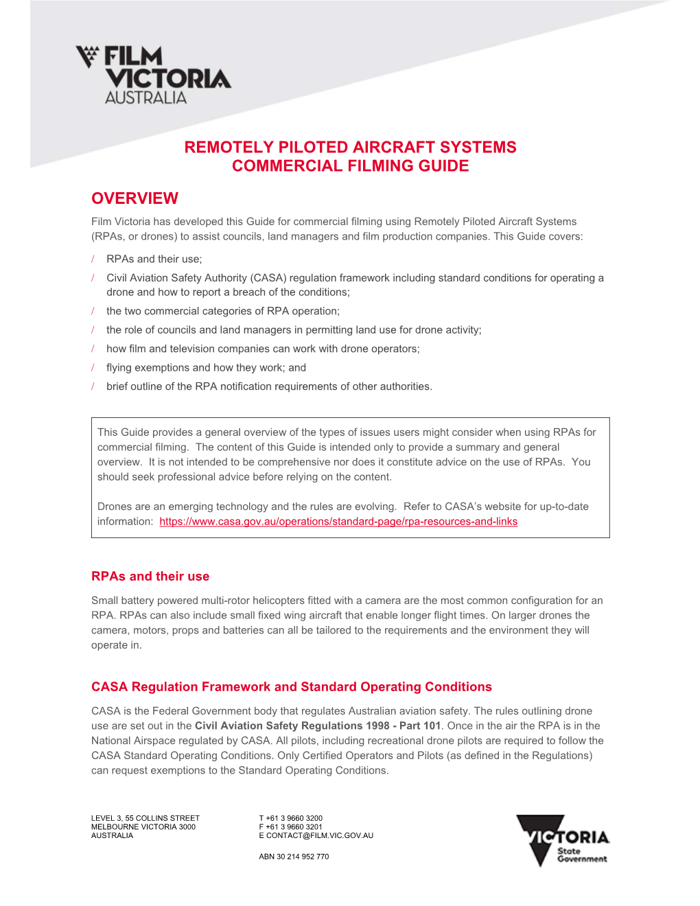 Commercial Filming Guide for Rpas